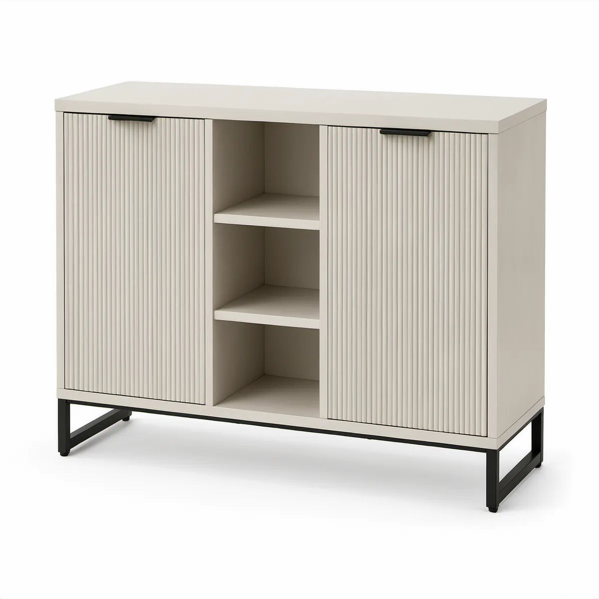 Kredens MDF 120 x 40 x 100 cm z ryflowanymi frontami, biało-czarny
