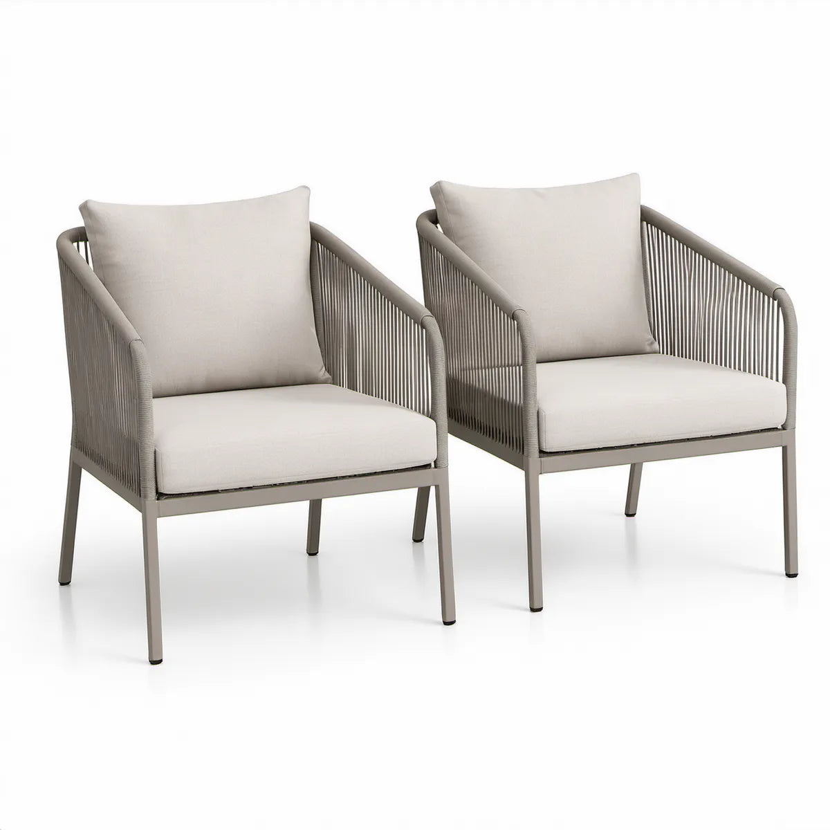 Zestaw 2 foteli ogrodowych z podłokietnikami 68 x 72 x 78 cm, taupe/beżowy