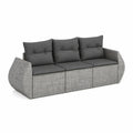Trzyosobowa sofa ogrodowa z technorattanu PE, szaro-grafitowa, 200 x 75 x 85 cm