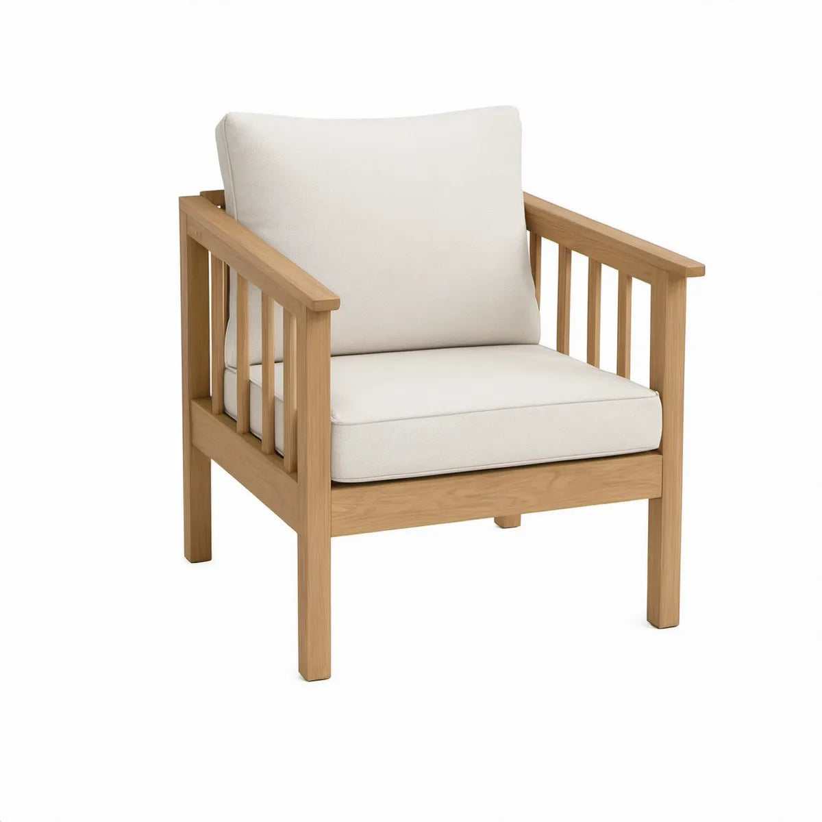 Fotel ogrodowy z litego drewna akacjowego z kremowymi poduszkami, 72 × 78 × 82 cm